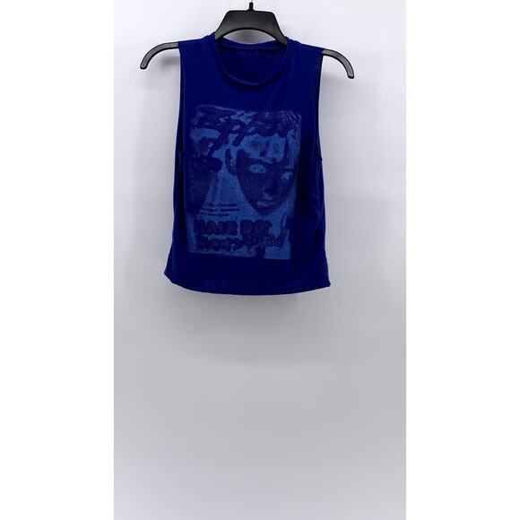 UNBRANDED Women's Dot Graphic Crewneck Sleeveless Cut-Off Top SZ XS - Picture 1 of 8